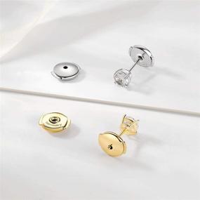 img 2 attached to Fomissky Secure Earring Backs for Studs: 3 Pairs of Spring Locking Earring Backs Replacements in 18K Gold/White Gold Plating