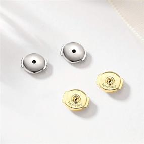 img 1 attached to Fomissky Secure Earring Backs for Studs: 3 Pairs of Spring Locking Earring Backs Replacements in 18K Gold/White Gold Plating