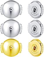 fomissky secure earring backs for studs: 3 pairs of spring locking earring backs replacements in 18k gold/white gold plating logo