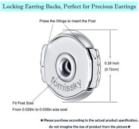 img 3 attached to Fomissky Secure Earring Backs for Studs: 3 Pairs of Spring Locking Earring Backs Replacements in 18K Gold/White Gold Plating