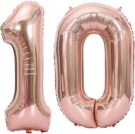 🎈 tellpet number 10 balloons: stunning rose gold 10th birthday party decor for girls - 40 inch логотип