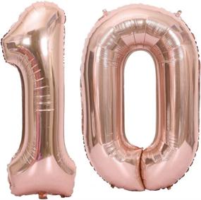 img 4 attached to 🎈 Tellpet Number 10 Balloons: Stunning Rose Gold 10th Birthday Party Decor for Girls - 40 Inch