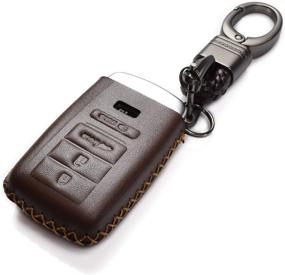 img 3 attached to 🔑 Vitodeco Brown Leather Smart Key Fob Case for Acura RDX, MDX, ILX, TLX 2016-2020 (4-Button)