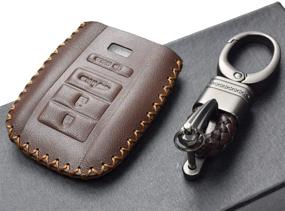 img 1 attached to 🔑 Vitodeco Brown Leather Smart Key Fob Case for Acura RDX, MDX, ILX, TLX 2016-2020 (4-Button)