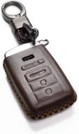 🔑 vitodeco brown leather smart key fob case for acura rdx, mdx, ilx, tlx 2016-2020 (4-button) logo