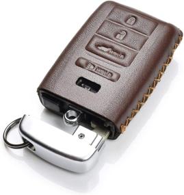 img 2 attached to 🔑 Vitodeco Brown Leather Smart Key Fob Case for Acura RDX, MDX, ILX, TLX 2016-2020 (4-Button)