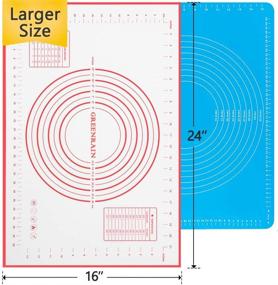 img 1 attached to 🥧 Extra Thick Non Stick Baking Mat with Measurement - Large Silicone Pastry Mat for Fondant, Counter, Dough Rolling, Oven Liner, and Pie Crust (Red, 16''(W) x 24''(L))