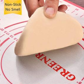 img 2 attached to 🥧 Extra Thick Non Stick Baking Mat with Measurement - Large Silicone Pastry Mat for Fondant, Counter, Dough Rolling, Oven Liner, and Pie Crust (Red, 16''(W) x 24''(L))