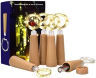 🍷 dealkits 6 pack wine bottle cork lights: battery operated led string lights for diy, party, decoration, christmas, wedding - warm white fairy lights for bedroom and outdoor use логотип