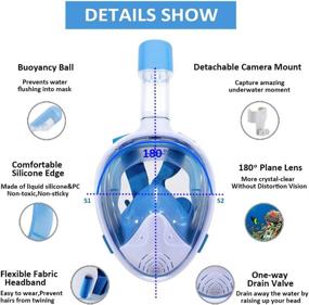 img 2 attached to 180° Panoramic View Full Face Snorkel Mask with Anti-Fog & Anti-Leak Technology for Adults and Kids - Including Detachable Camera Mount