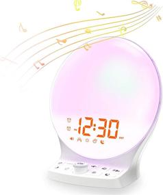 img 4 attached to 🌅 Smart Sunrise Wake-Up Light Alarm Clock with Sunset Simulation – New Sunrise Alarm Clock with 8 Colorful Bedside Night Light Lamp, Snooze, 5 Soothing Sounds, and 10 Dimmer Settings for Bedroom