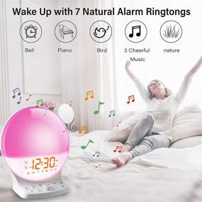 img 3 attached to 🌅 Smart Sunrise Wake-Up Light Alarm Clock with Sunset Simulation – New Sunrise Alarm Clock with 8 Colorful Bedside Night Light Lamp, Snooze, 5 Soothing Sounds, and 10 Dimmer Settings for Bedroom