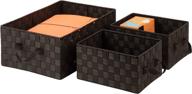 honey-can-do double woven basket organizer kit, espresso 🧺 brown, pack of 3: effective space-saving solution with handles! logo