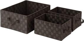 img 1 attached to Honey-Can-Do Double Woven Basket Organizer Kit, Espresso 🧺 Brown, Pack of 3: Effective Space-Saving Solution with Handles!