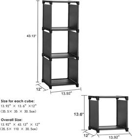 img 2 attached to 📚 Black 3 Cube Storage Organizer Shelf - Modular Bookcase Closet Cabinet for Living Room, Children's Room, Bedroom by Wishwill