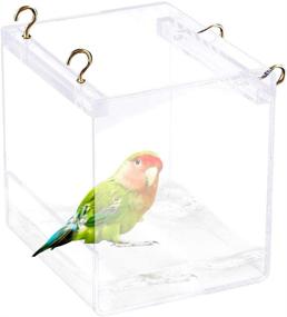 img 4 attached to 🐦 Bird Bathtub for Cage - Tfwadmx Parrot Bath Shower Box Bowl with No-Leakage Design and Hooks, Ideal for Small Bird Parrots, Mynas, Budgies, and Lovebirds