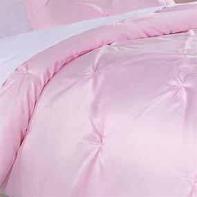 img 1 attached to 👑 Premium Girl Baby Pink Comforter Set for Queen Size Beds - Silky Soft 2 Pcs Bed Set for Kids and Women - Pinch Pleat Pintuck Diamond Pattern Bedding for Teen Girls Bedroom - Includes 1 Comforter & 1 Pillow Shams