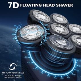 img 3 attached to 🧔 7D Head Shaver by Wyklaus Upgrade - 10 in 1 Bald Men's Grooming Kit, Electric Razor for Head with Nose Hair Sideburns Trimmer, Waterproof Wet/Dry, Anti-Pinch, LED Display, USB Rechargeable