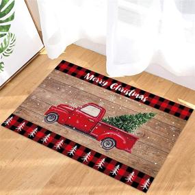 img 3 attached to 🚚 ALAGEO Red Truck Christmas Doormat: Snowflake Retro Wood Grain Design - Non-Slip Entry Rug for Bedroom, Bathroom, Kitchen - Holiday Décor, 18"x30
