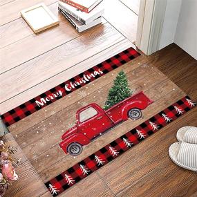 img 4 attached to 🚚 ALAGEO Red Truck Christmas Doormat: Snowflake Retro Wood Grain Design - Non-Slip Entry Rug for Bedroom, Bathroom, Kitchen - Holiday Décor, 18"x30