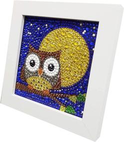 img 3 attached to Kid's Easy DIY Diamond Painting Kit - Full Drill Owl Painting by Number Kit with Wooden Frame, 6x6 inches - Perfect Diamond Art for Kids