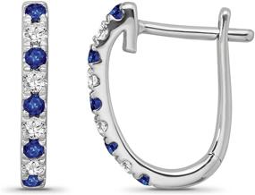 img 3 attached to 💎 Sophisticated Sterling Silver Gemstone Hoop Earrings with Diamonds (1/10 cttw, I-J Color, I2-I3 Clarity)