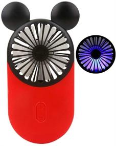 img 4 attached to 🐭 Kbinter Cute Personal Mini Fan - Handheld &amp; Portable USB Rechargeable Fan with LED Light, 3 Adjustable Speeds - Portable Holder for Indoor/Outdoor Activities - Adorable Mouse Design (Red)