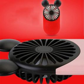 img 2 attached to 🐭 Kbinter Cute Personal Mini Fan - Handheld &amp; Portable USB Rechargeable Fan with LED Light, 3 Adjustable Speeds - Portable Holder for Indoor/Outdoor Activities - Adorable Mouse Design (Red)