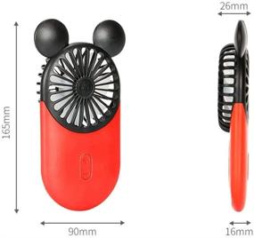 img 3 attached to 🐭 Kbinter Cute Personal Mini Fan - Handheld &amp; Portable USB Rechargeable Fan with LED Light, 3 Adjustable Speeds - Portable Holder for Indoor/Outdoor Activities - Adorable Mouse Design (Red)