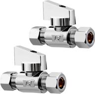 🔧 2 pack premium brass 1/4" compression x 1/4" compression angle valve - high performance quarter turn water straight angle valve logo