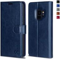 stylish blue leather flip wallet case for samsung galaxy s9 devices - ocase samsung galaxy s9 case logo