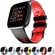 premium notocity silicone bands for fitbit versa series 🔴 - black-red small: soft sport wristbands for men and women logo