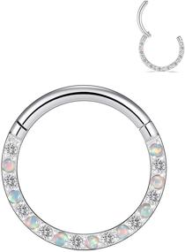 img 3 attached to Stylish and Durable Uzgtvy 16G Opal CZ Septum Rings: Lip, Nose, and Cartilage Piercing Jewelry