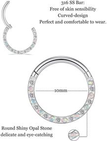 img 2 attached to Stylish and Durable Uzgtvy 16G Opal CZ Septum Rings: Lip, Nose, and Cartilage Piercing Jewelry