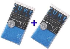 img 1 attached to 🌟 Revitalizing Your Skin with OHE's Cure Series Japanese Exfoliating Bath Towel - Super Hard Weave in Blue (120cm) - Value Set of 2