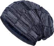 fleece lined slouchy beanie knit winter hats - warm, thick, and oversized skull cap for men and women логотип