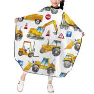 🚧 construction trucks and cars barber cape for kids boys girls - professional haircut salon cape for haircuts, makeup, hair dye with adjustable snap closure logo