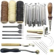 complete leather working tools and supplies set by bigteddy - prong 🧵 punch, beveler, wax, needles, box, perfect for sewing, stitching, cutting, and craft making logo