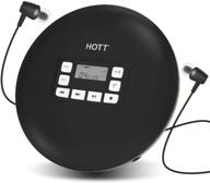 🎧 hott cd611t portable cd player - bluetooth v5.0, shockproof walkman with stereo headphones, usb cable - black logo