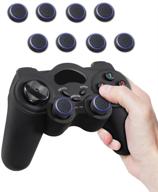 fosmon analog stick joystick controller performance thumb grips for ps4, ps3, xbox one, xbox 🎮 one x, xbox one s, xbox 360, wii u - black and blue (set of 8) logo