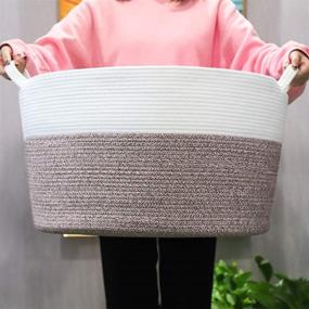 img 4 attached to 🧺 Extra Large Cotton Laundry Basket Gift - Storage Nest 21.7"x21.7"x13.8" – Ideal for Organizing Blankets, Toys, Clothes, and Other Sundries You Require...