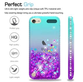 img 3 attached to LeYi Glitter Liquid Clear Phone Case for iPod Touch 7/6/5 with Tempered Glass Screen Protector [2 Pack] - Teal/Purple, Ideal for Girls