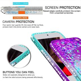 img 1 attached to LeYi Glitter Liquid Clear Phone Case for iPod Touch 7/6/5 with Tempered Glass Screen Protector [2 Pack] - Teal/Purple, Ideal for Girls