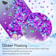 leyi glitter liquid clear phone case for ipod touch 7/6/5 with tempered glass screen protector [2 pack] - teal/purple, ideal for girls logo