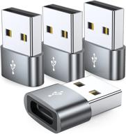 adapter usb c female к usb male (4 шт.) для iphone 11-13, ipad 2021, samsung galaxy, google pixel - адаптер кабеля зарядки jxmox type c к usb a логотип