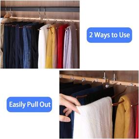 img 3 attached to HouseKe 2-Piece Magic Pants Hangers: Space-Saving Closet Hangers with 5-Layers & 2 Uses - Multi-Functional Pants Rack and Clothes Organizer for Trousers, Scarves, Ties...