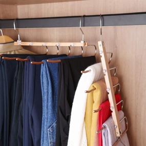 img 4 attached to HouseKe 2-Piece Magic Pants Hangers: Space-Saving Closet Hangers with 5-Layers & 2 Uses - Multi-Functional Pants Rack and Clothes Organizer for Trousers, Scarves, Ties...