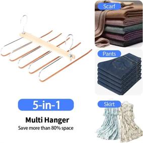 img 1 attached to HouseKe 2-Piece Magic Pants Hangers: Space-Saving Closet Hangers with 5-Layers & 2 Uses - Multi-Functional Pants Rack and Clothes Organizer for Trousers, Scarves, Ties...