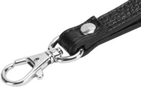 img 1 attached to 🔑 VanEnjoy KeyChain Cellphone Genuine Leather Wristlet Hand Strap with Lock - Black/Silver Metal