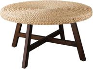 🌾 randefurn seagrass coffee table: round, pine wood x base frame cocktail table, easy assembly & multiple sizes - perfect for living room décor, solid wood natural finish - 32 x 17 inches логотип